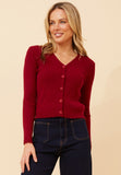 Stella Morgan Long Sleeve Cardigan Round Neck Cropped In Red