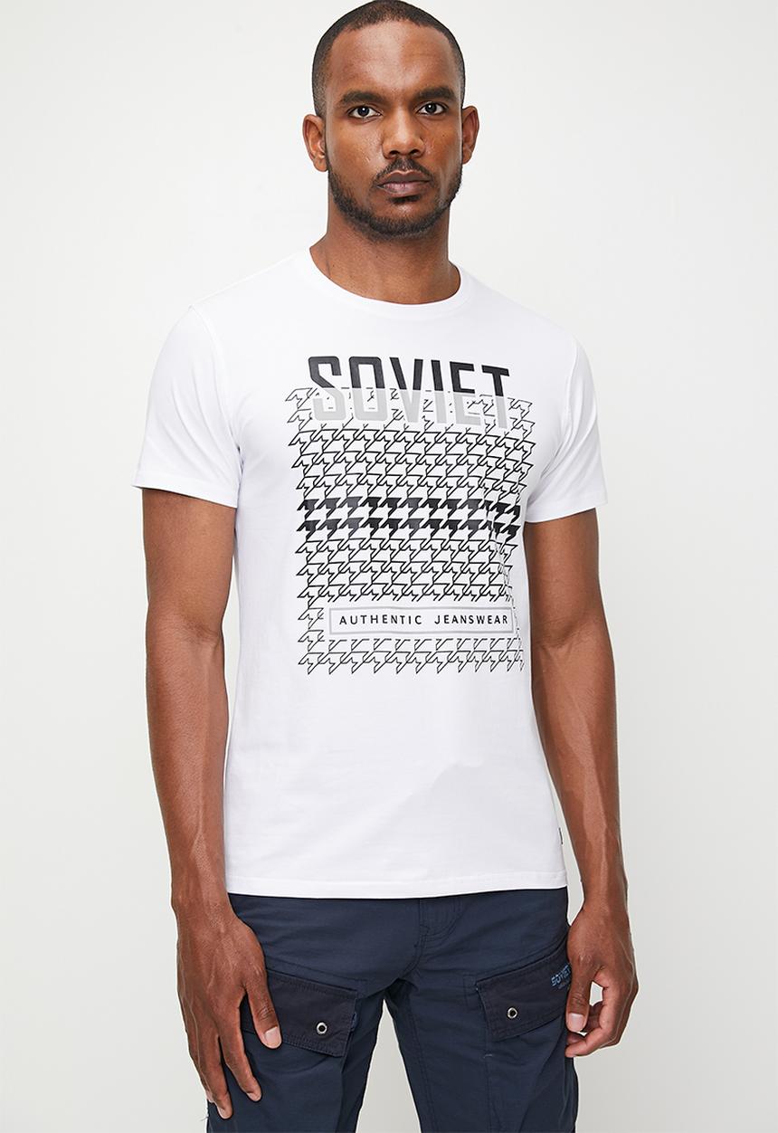 Soviet Mens Vivid Fashion T-Shirt In White