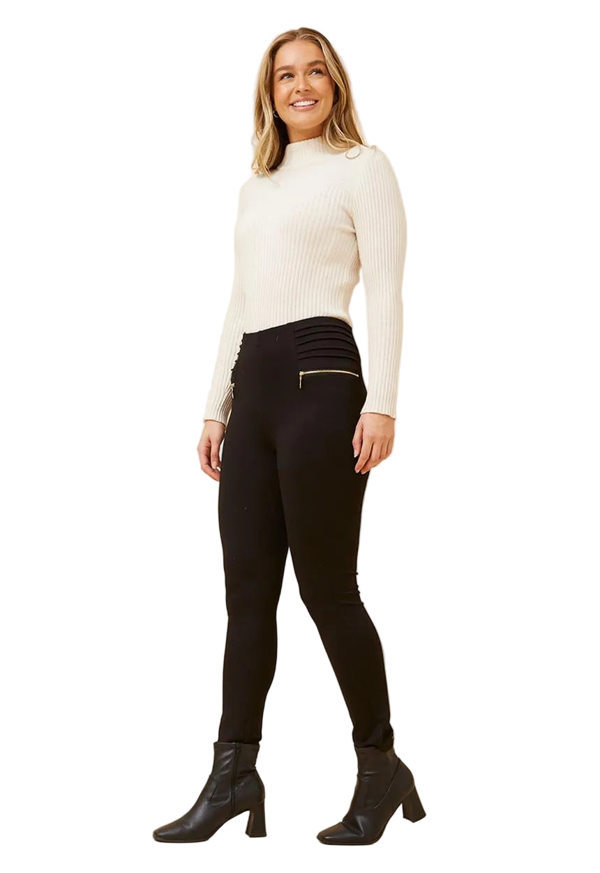 Stella Morgan Womens High Waist Lightweight Ponte Legging In Black