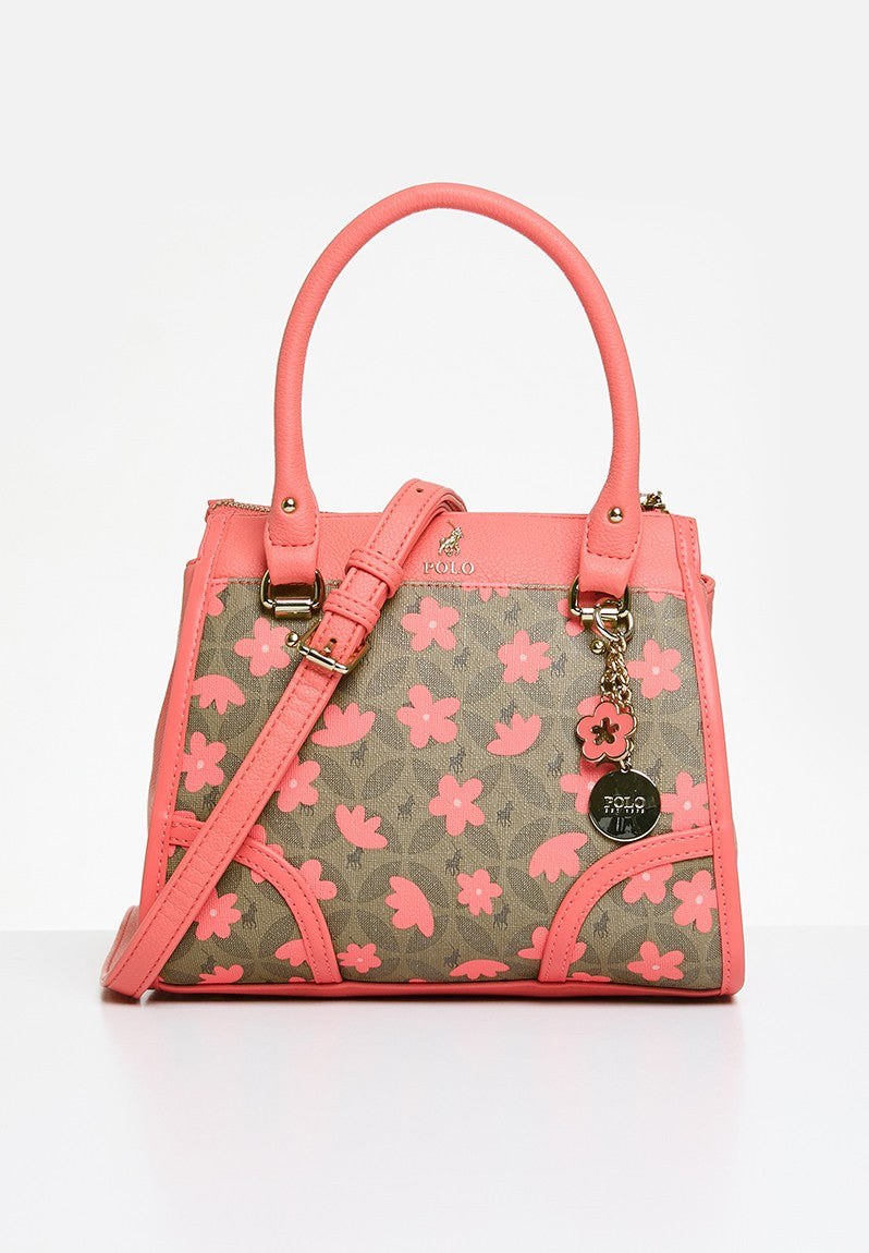 Polo Meadow Smaller Shopper Crossbody Coral