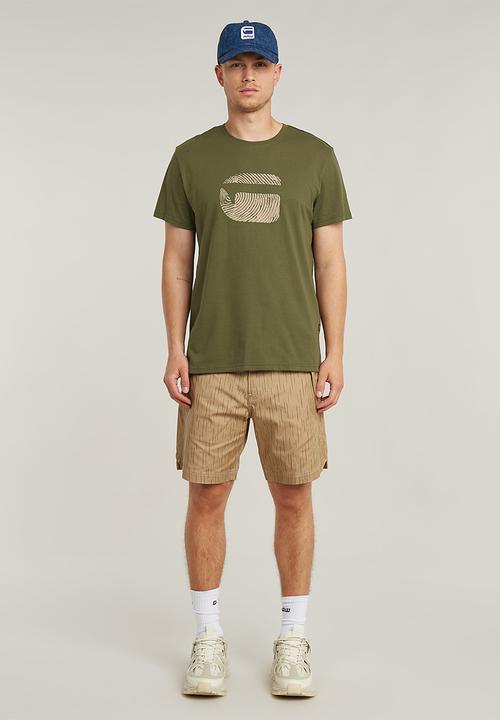 G-Star Raw Mens Olive Finger Print Burger R T-Shirt