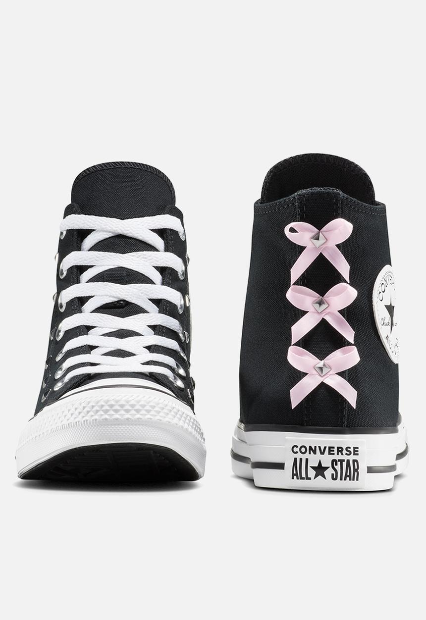 Converse Ladies Chuck Taylor Bow & Studs All Star In Black & Pink