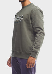 Jeep Mens Core Applique Fleece Crewneck Green