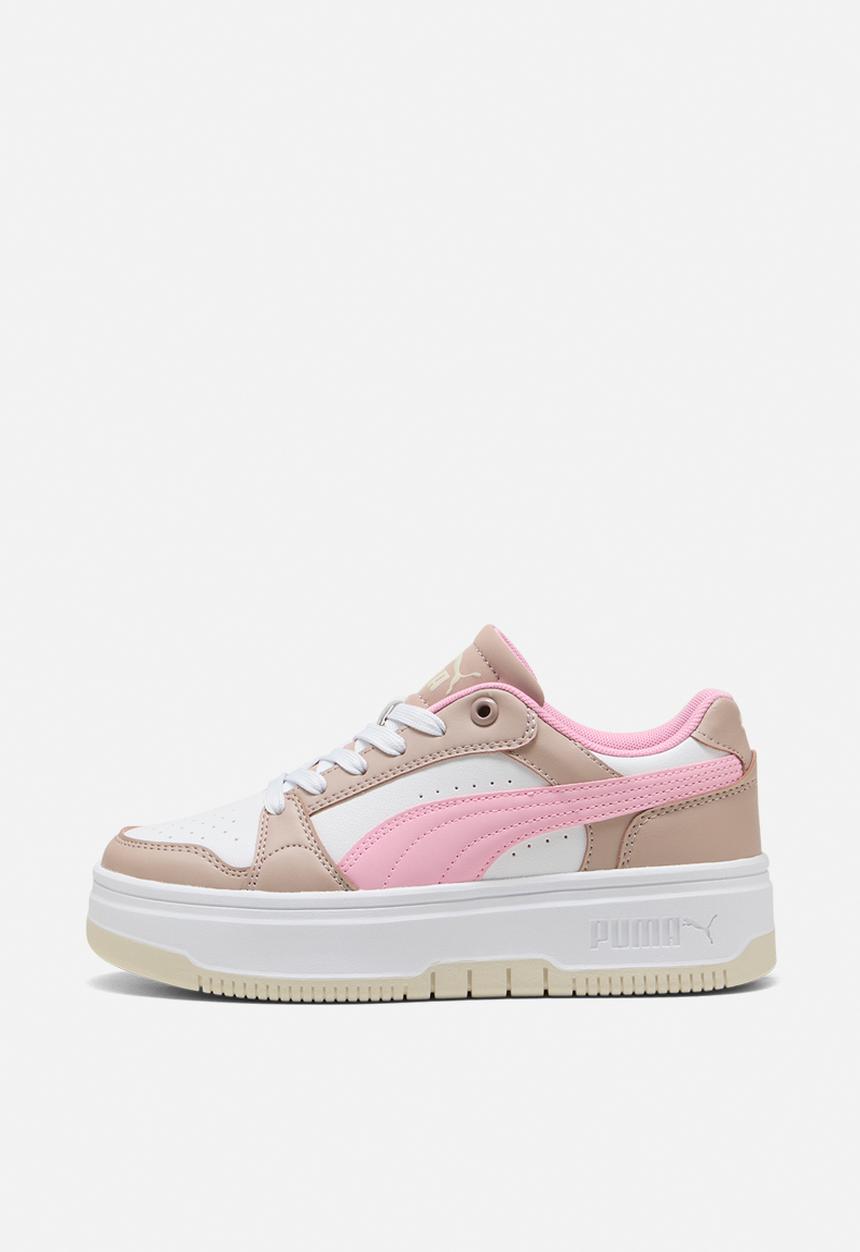 Puma Girls Rebound Femme Jr Sneakers In White/Pink/Brown