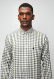 Polo Mens Long Sleeve Gingham Check Shirt In Fatigue And Blue