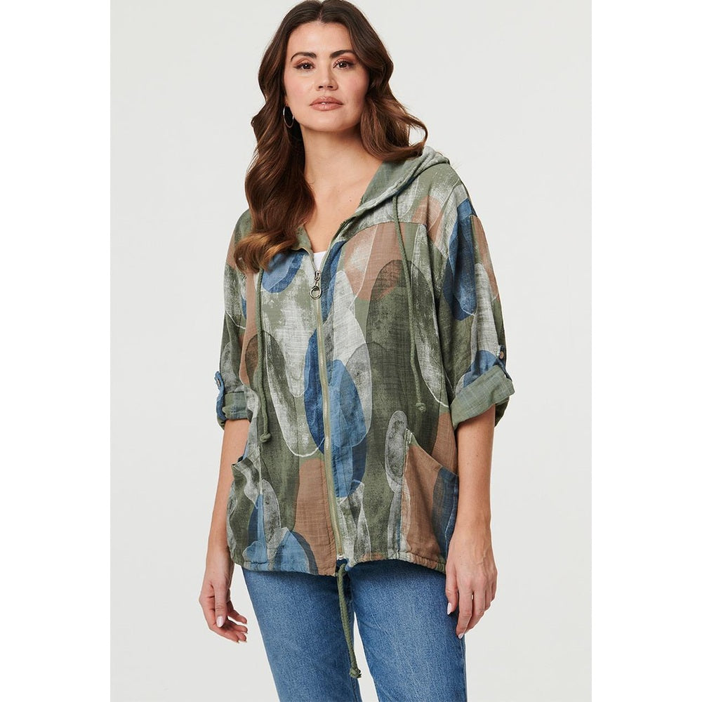 Izabel London Ladies Hooded Blouse In Khaki