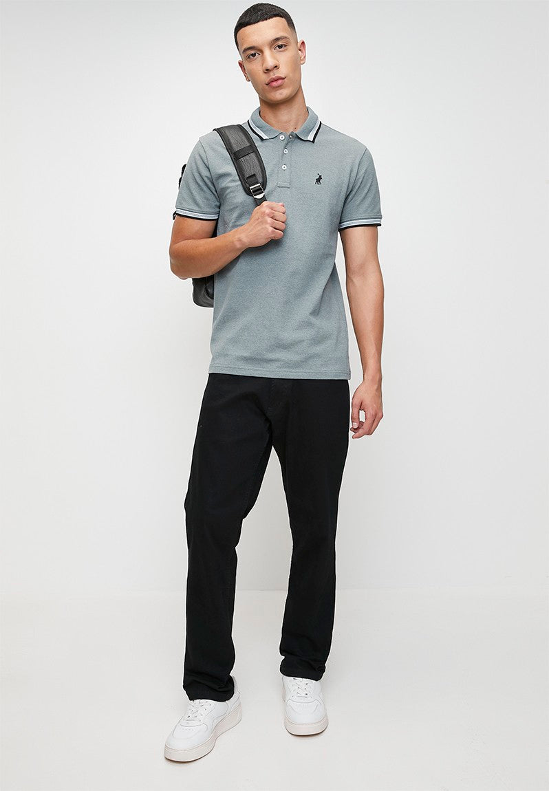 Polo Mens Tipped Short Sleeves Golfer Blue/Melange