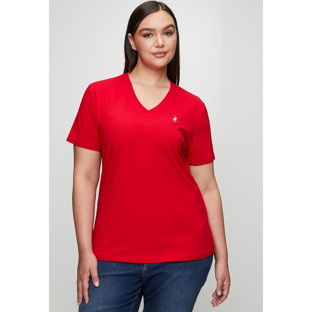 Polo Womens Kelly Short Sleeve V Neck T-Shirt In Red