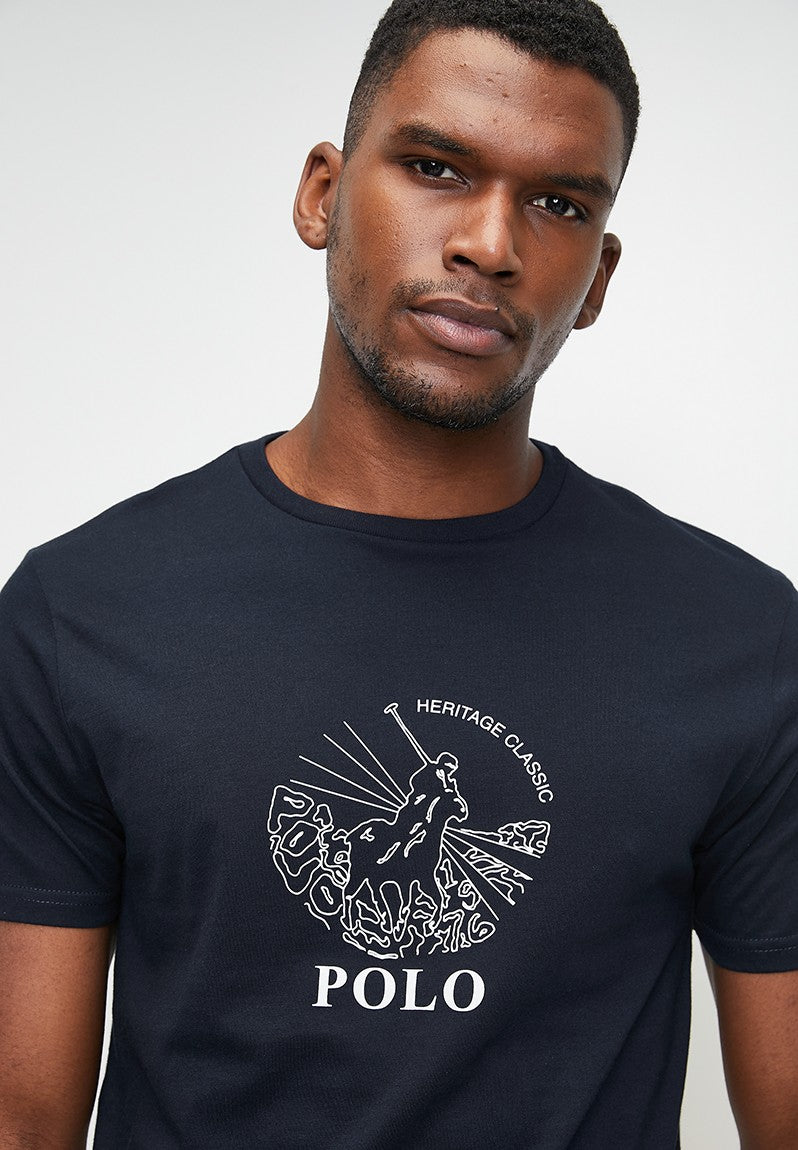 Polo Graphic Crew Neck T-Shirts For Men In Navy