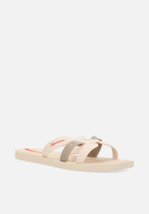 Ipamena Ladies Hoy Slide Sandals Beige & Red