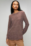 Mandi Womens Crewneck Sweater With Side Buttons In Chocolate