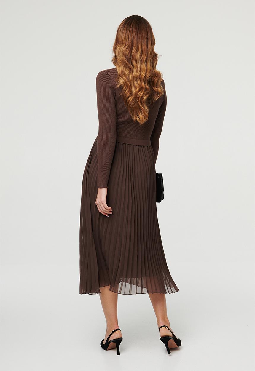 Izabel London Womens Combination Maxi Dress In Chocolate