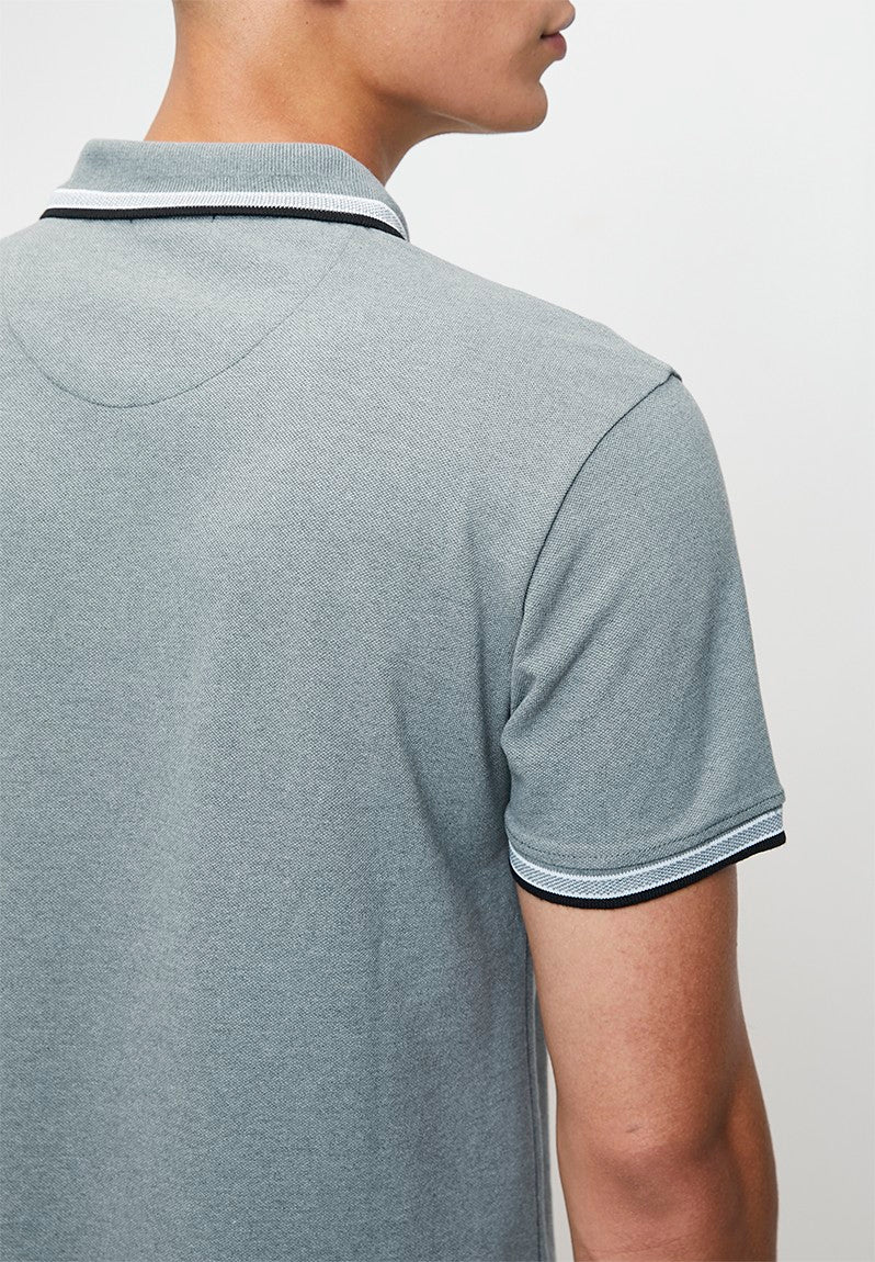 Polo Mens Tipped Short Sleeves Golfer Blue/Melange