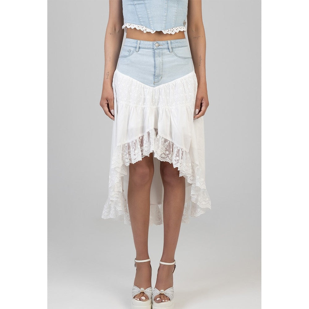 Sissy Boy Boy Aimee High Low Denim Skirt In Light Vintage