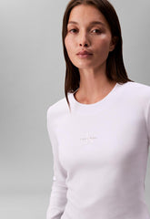 Calvin Klein Womens Monogram Long Sleeve Baby T-Shirt In Light Blue