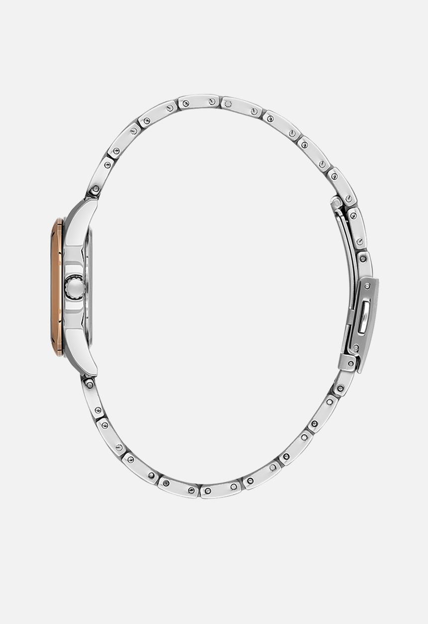 Daniel Klein Womens Mother Of Pearl Dial Two Tone Strap Watch In Silver And Rose Gold