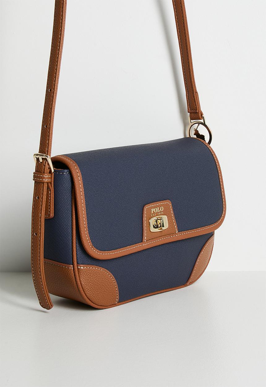 Polo womens Cabana Flapover Sling Bag In Blue