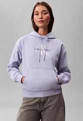 Calvin Klein Womens Monologo French Terry Hoodie in Lavender