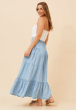 Stella Morgan High Waist Multi Tier Skirt In Mid Denim