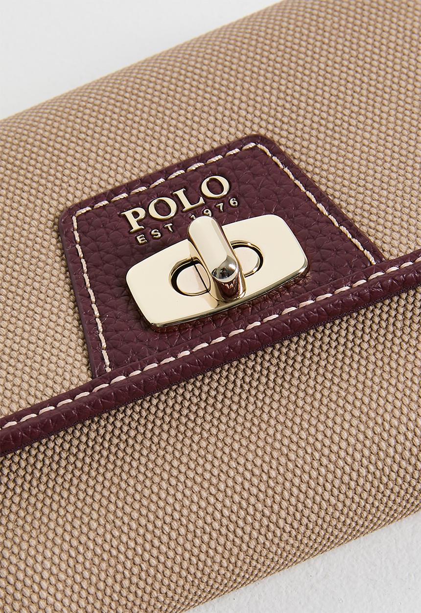 Polo Cabana Small Medium Trifold Purse In Beige