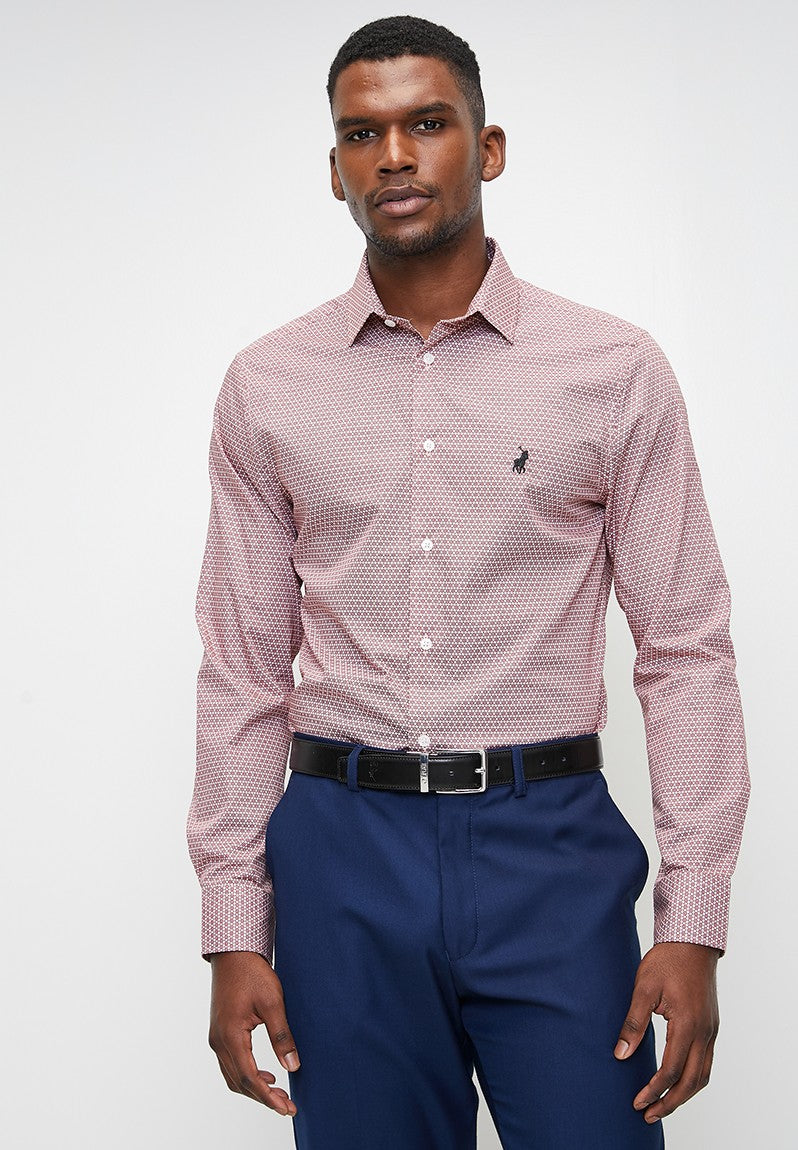 Polo Mens Geometric Printed Shirt Red