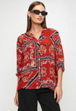 Mandi Womens Halfsleeve Easy Wearing Batwing Blouse In Red