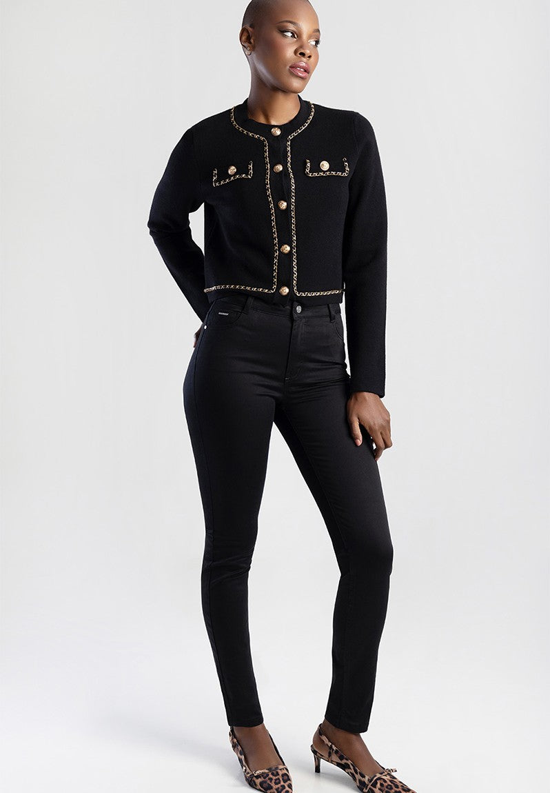 Sissy boy Robyn Black Sateen Mid Waist Skinny Pants