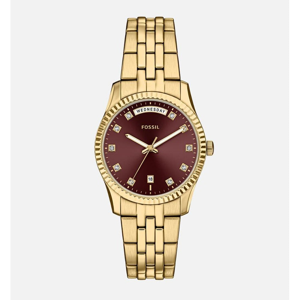 Fossil Ladies Scarlette 3 Handed Watch In Gold