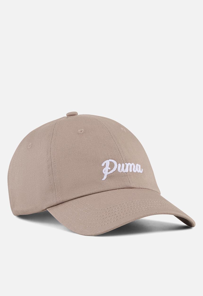 Puma Unisex Essential Script Dad Cap In Sandstone