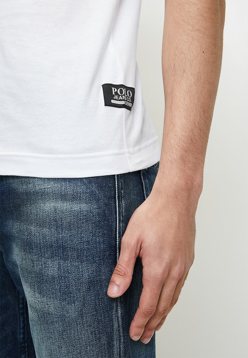 Polo Metallic Logo Mens T-Shirts  In White