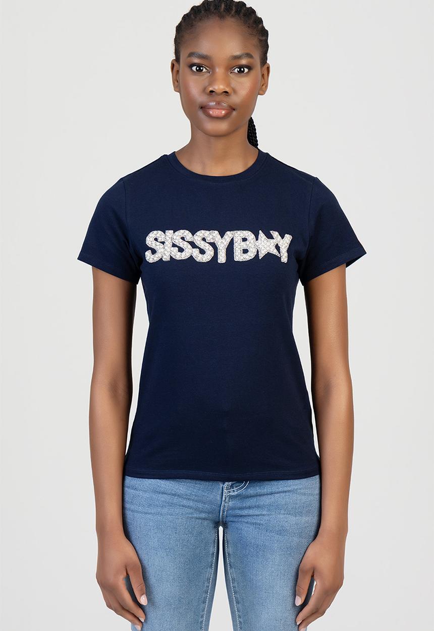 Sissy boy Ladies Star Girl Regular T-Shirt In Navy