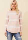 Stella Morgan Long Sleeve Crew Neck Stripe Sweater In Pink