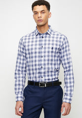 Polo Mens Long Sleeves Gingham Shirt Blue