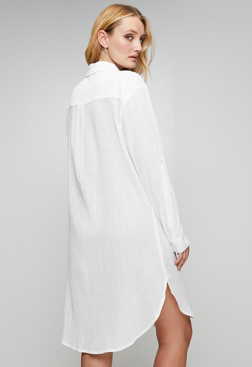 Izabel London Womens Button Through Midi Shirt Dress In White