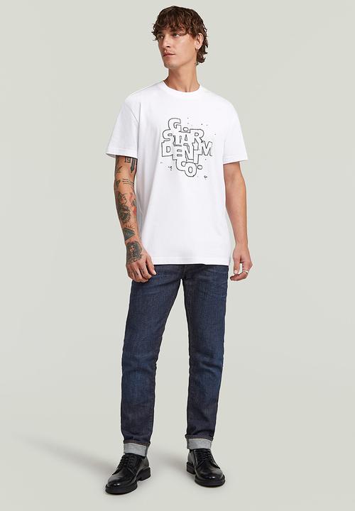 G-Star Raw Mens White Hd Print R T-Shirt