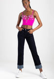 Sissy Boy Womens Loreal Mid-Waist Straight Leg Jeans In Dark Vinatge