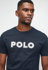 Polo Crew Neck HD Printed Tshirt For Men In Navy