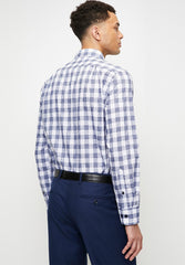 Polo Mens Long Sleeves Gingham Shirt Blue