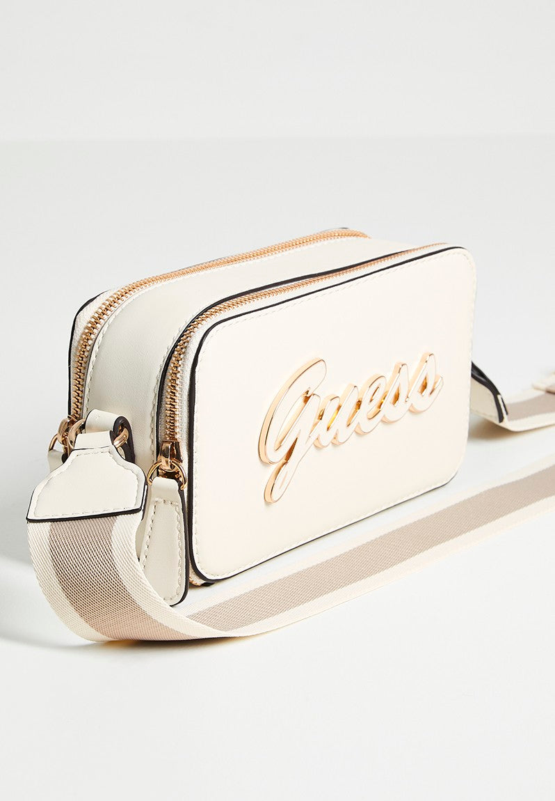 Guess Carrara Mini Crosbody Top Zip Cream