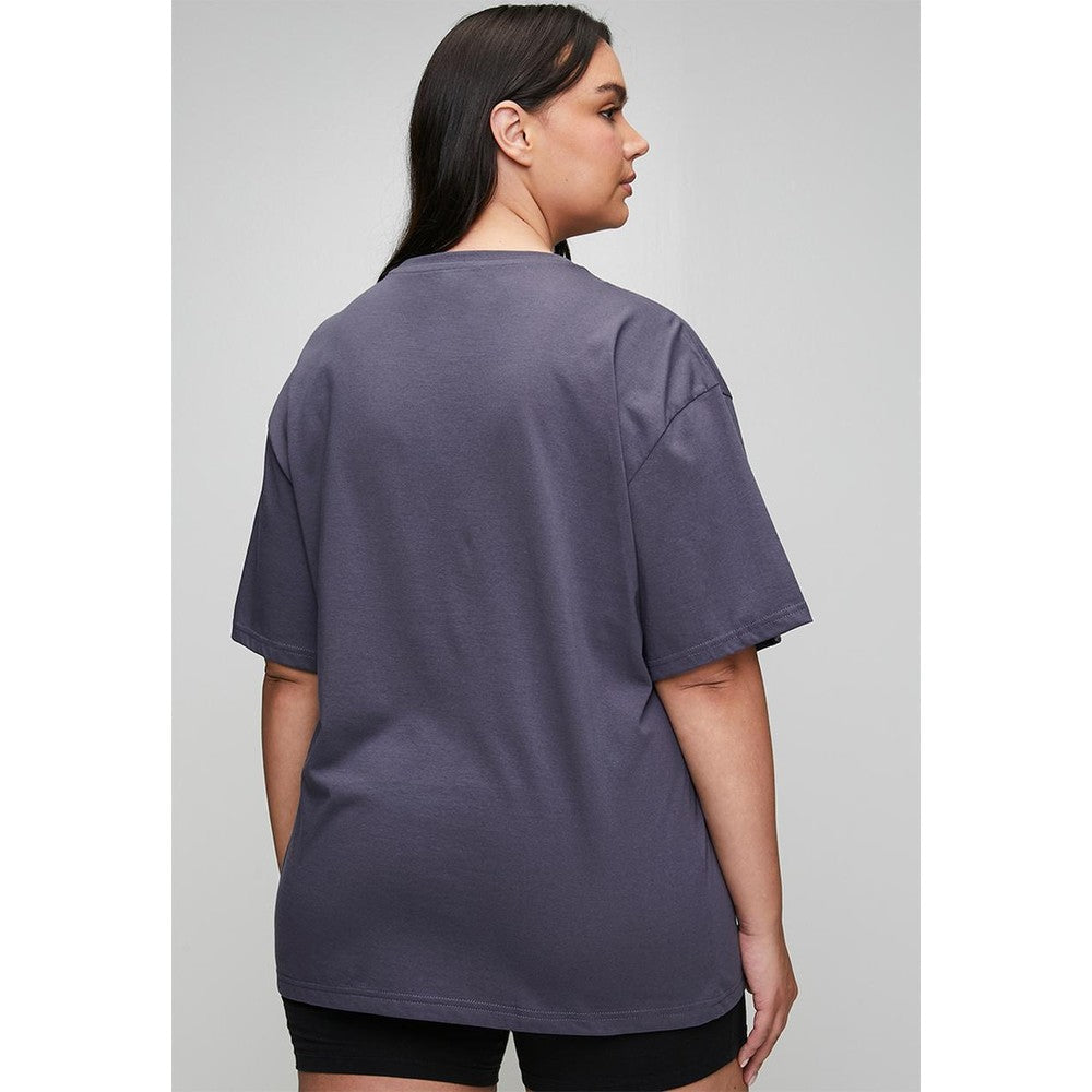 Puma Womens Essential Relaxed Short Sleeves T-Shirt In Inky Depths