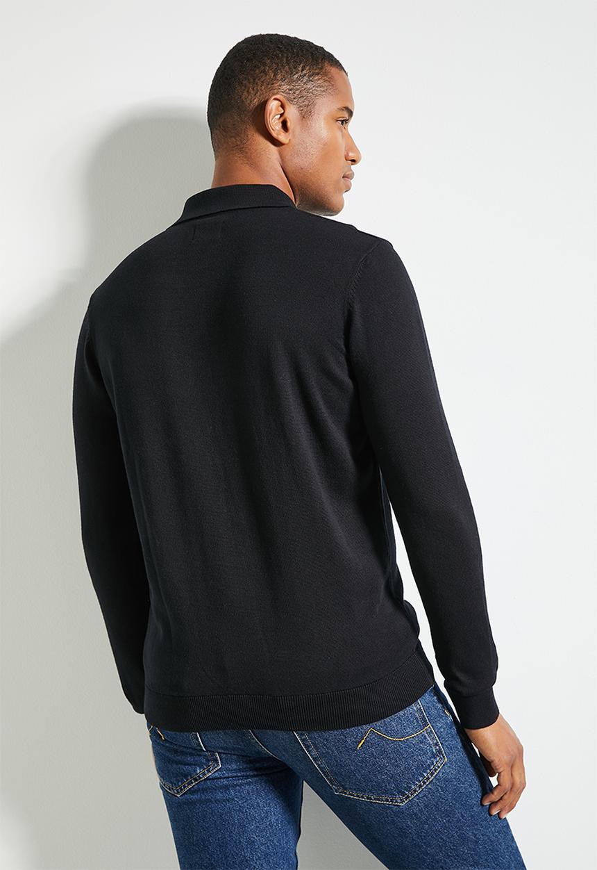 Ben Sherman Knit Sportshirt In Black