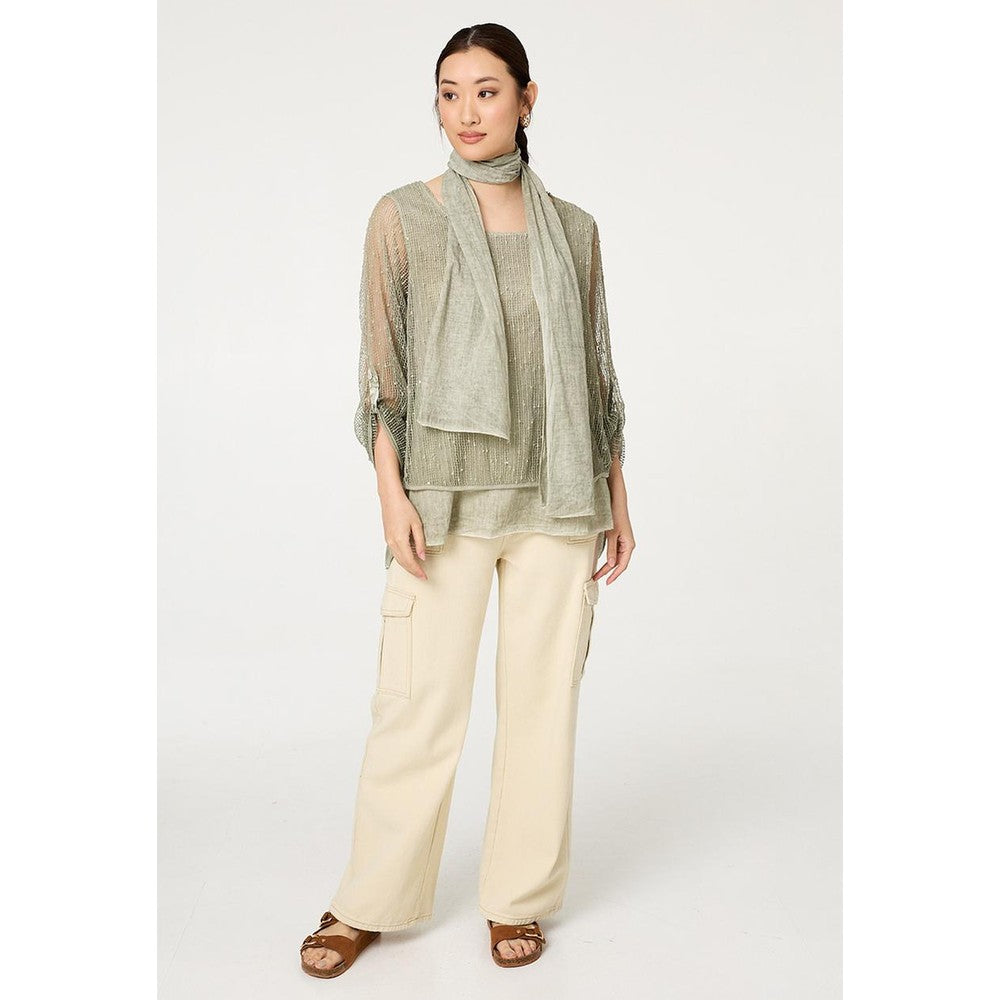 Izabel London Ladies Blouse In Khaki