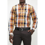 Polo Mens Easy Care Bold Check Long Sleeve Shirt In Orange