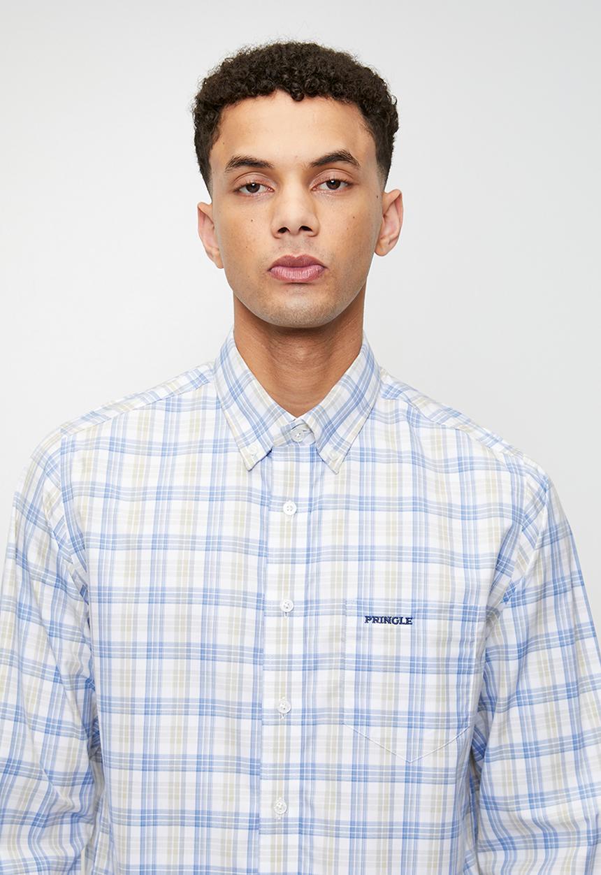 Pringle Mens Zola Long Sleeve Classic Shirt In Blue Multi