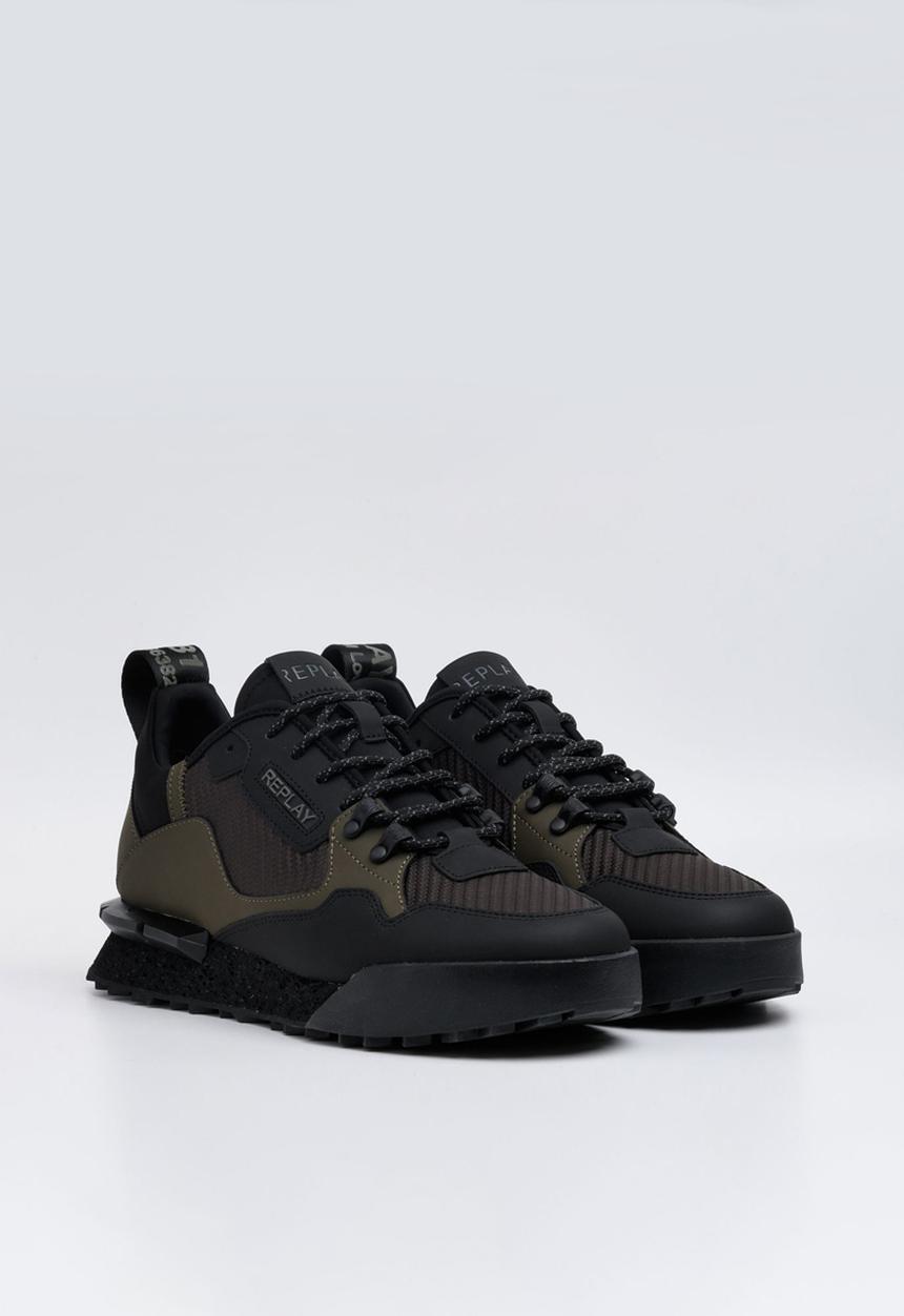 Replay Mens Field Speed Carbon 25 Sa Sneakers In Green And Black