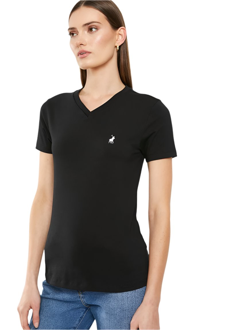 Polo 0048919 Wmn Kelly V-Neck T-Shirt Black