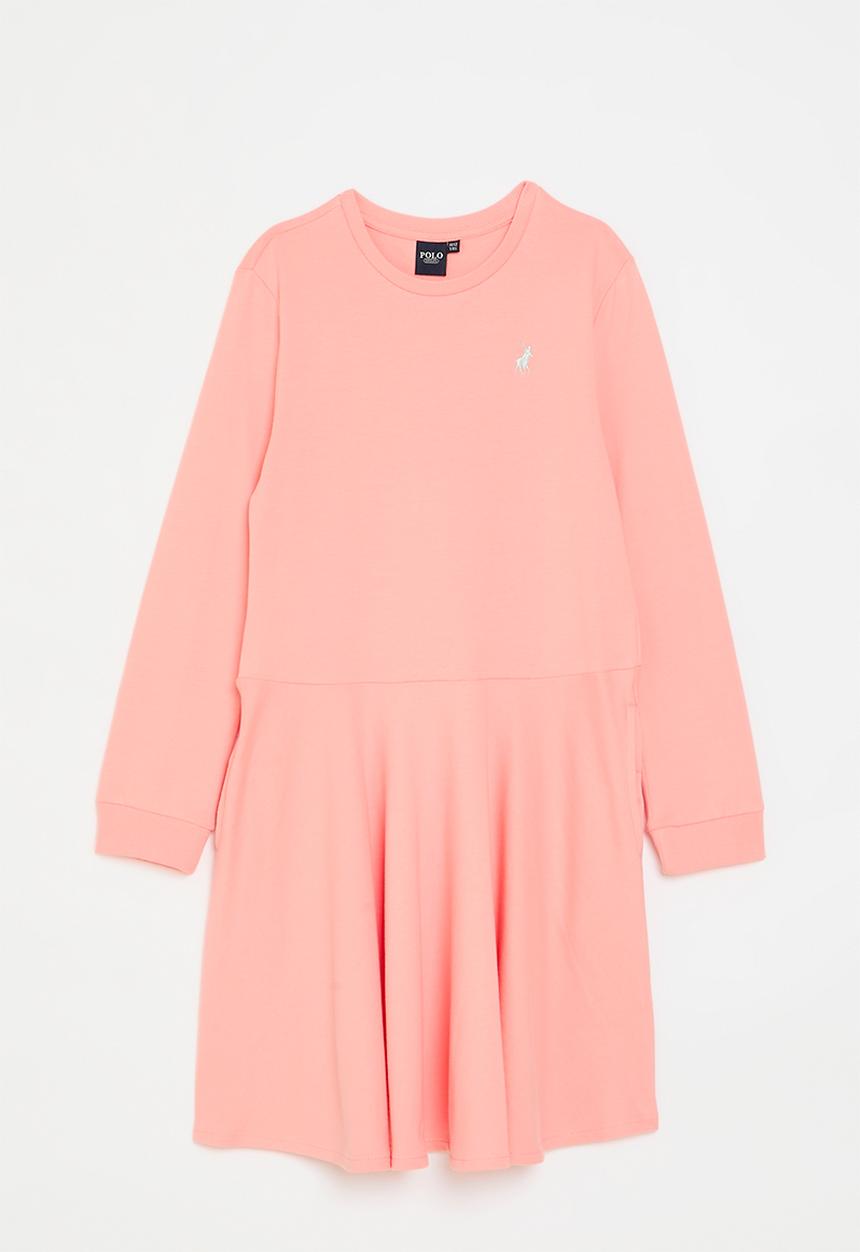 Polo Girls Harper Long Sleeve Dress In Peach