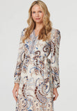 Stella Morgan Long Sleeve With Elastic At Cuff V-Neck Dress In Multi