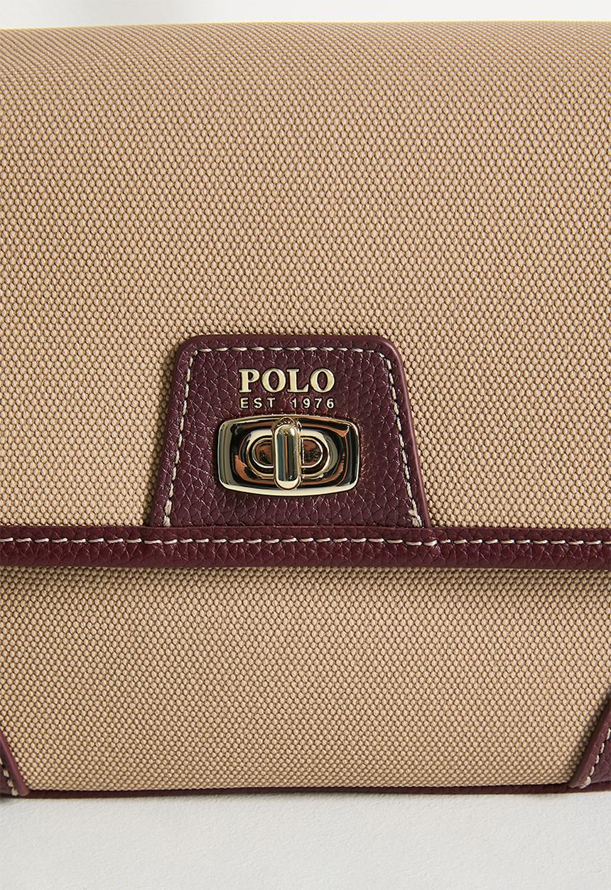 Polo Womens Cabana Flapover Sling Bag In Beige
