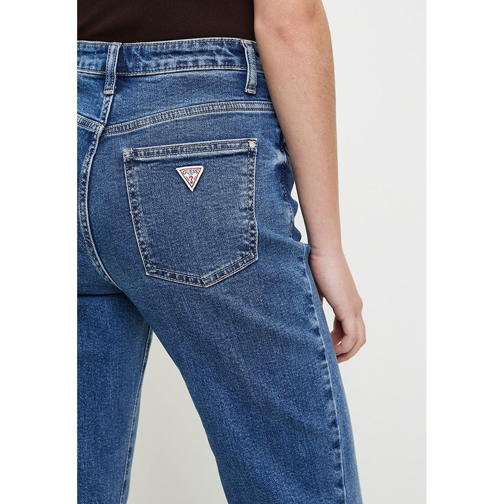 Guess Womens Ella High Rise Mom Jean In Mid Wash